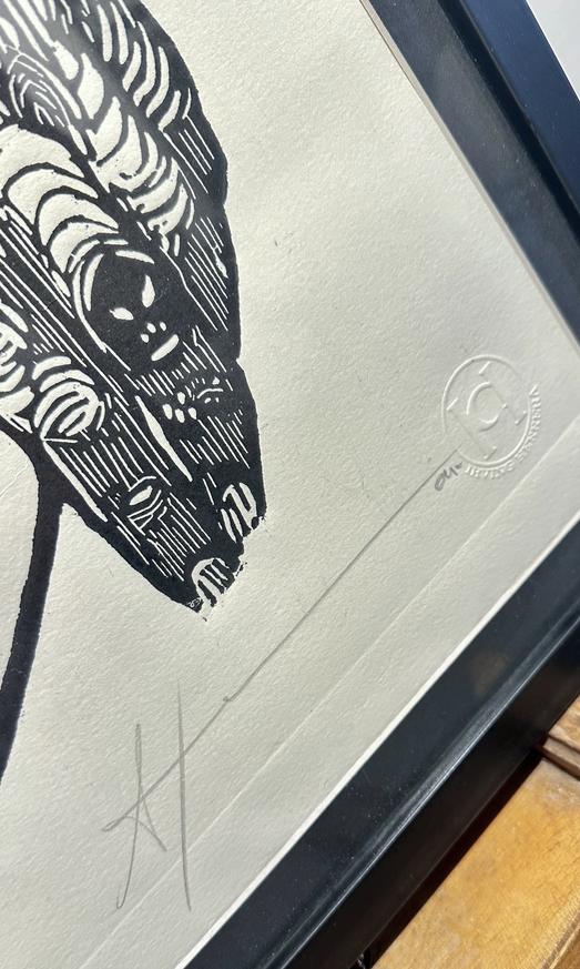 ATALANTE III / CACHORRA DEL MAL, gravure sur bois, Irving Herrera 2009