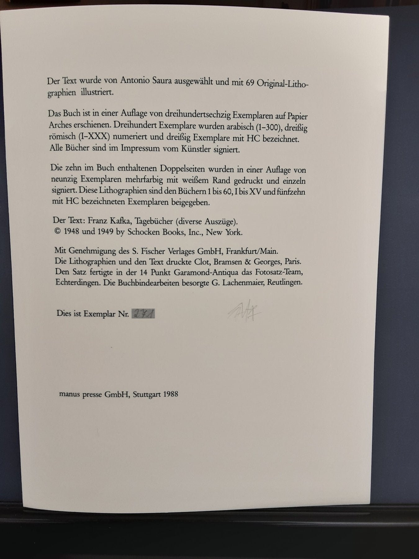 Franz Kafka’s Tagebücher — Saura  1988