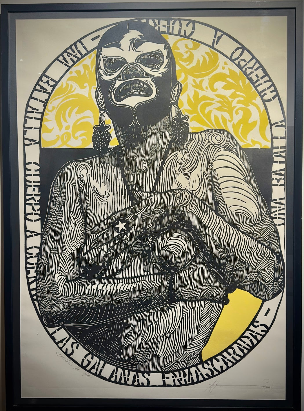 ATLANTE II / GALANA ENMASCARADA, gravure sur bois, Irving Herrera 2009