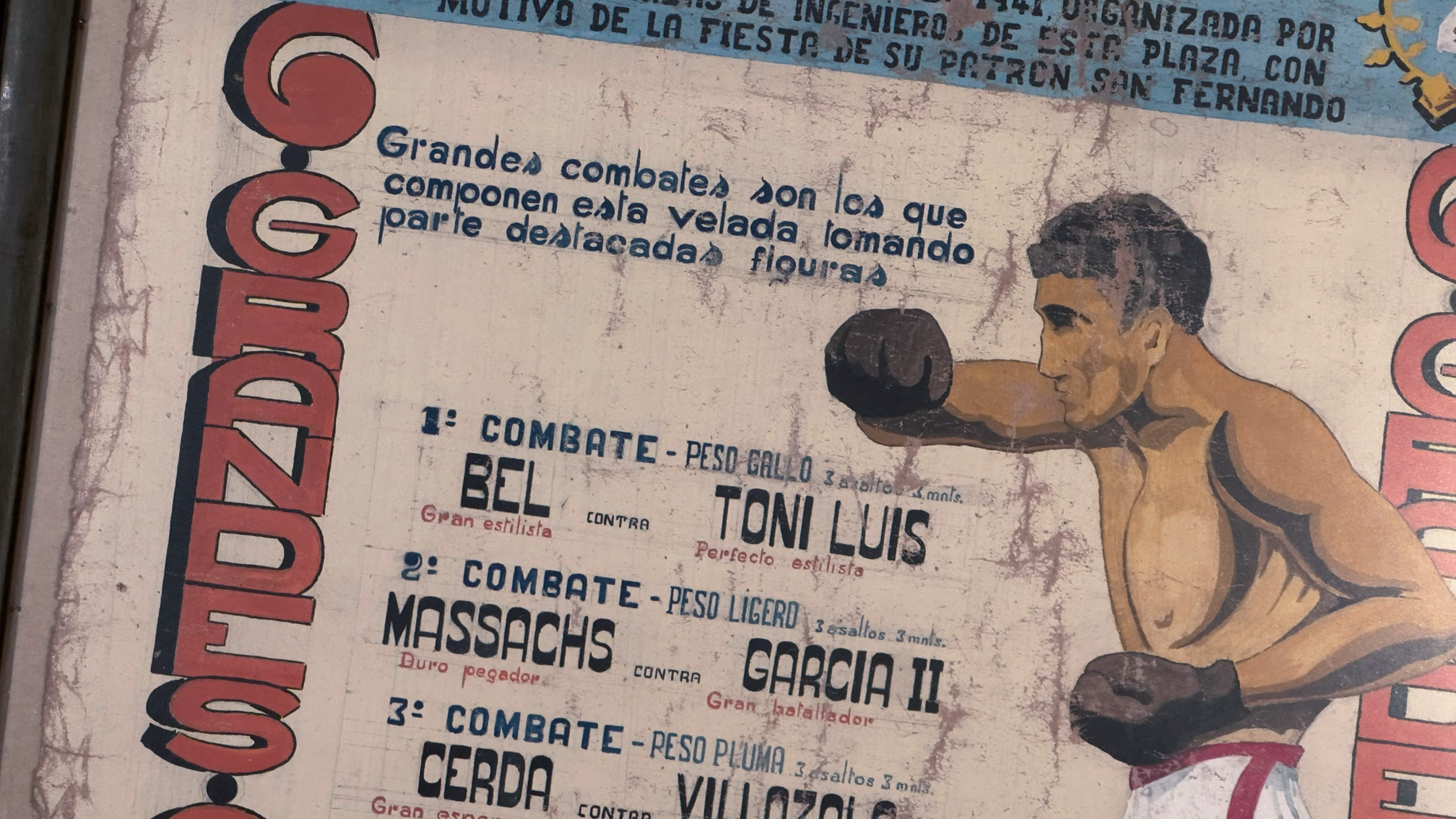 Gran Velada de Boxeo, 1941 – Gouache originale peinte à la main