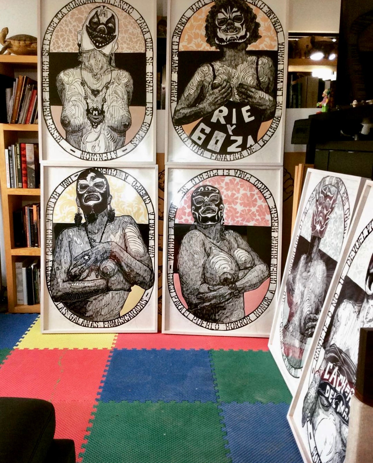 ATLANTE II / GALANA ENMASCARADA, gravure sur bois, Irving Herrera 2009