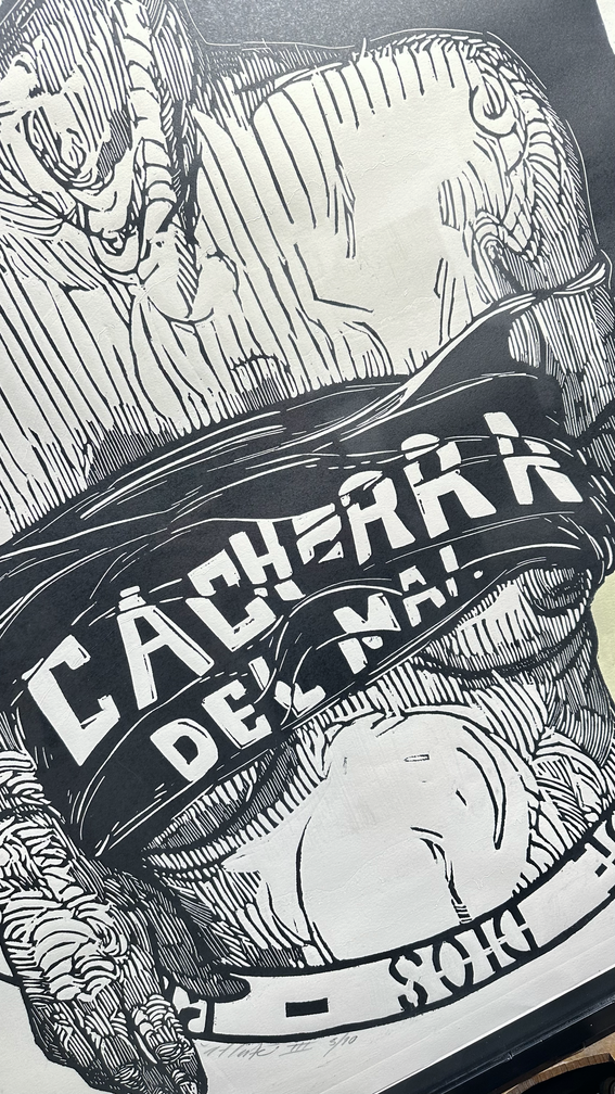 ATALANTE III / CACHORRA DEL MAL, gravure sur bois, Irving Herrera 2009