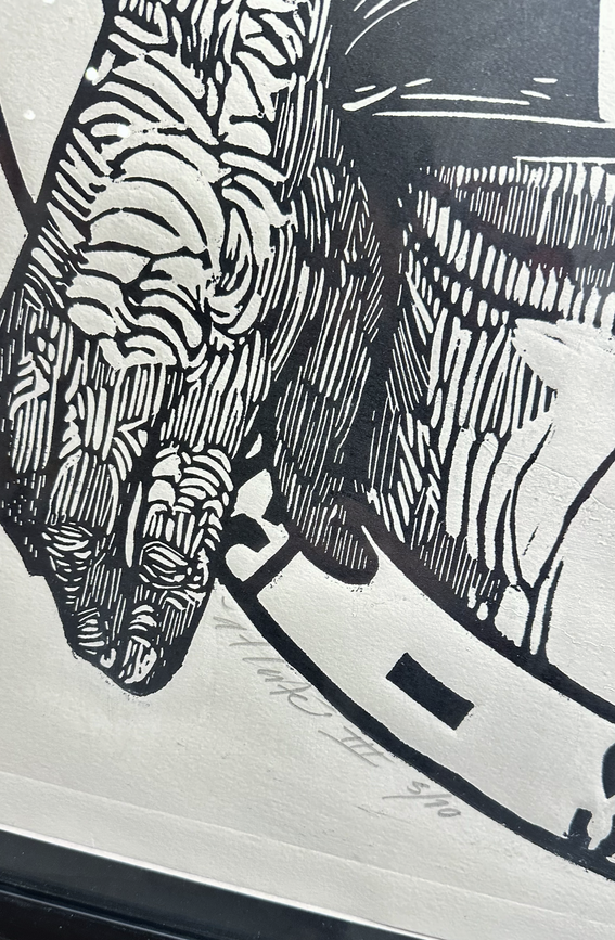 ATALANTE III / CACHORRA DEL MAL, gravure sur bois, Irving Herrera 2009