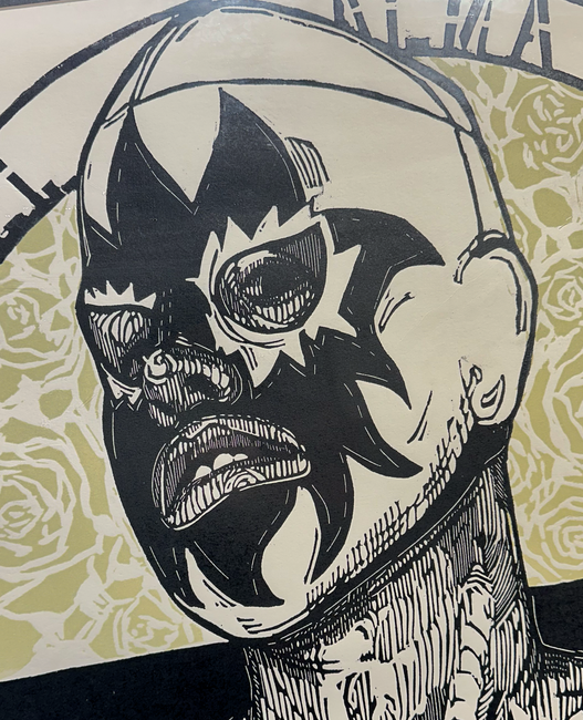 ATALANTE III / CACHORRA DEL MAL, gravure sur bois, Irving Herrera 2009