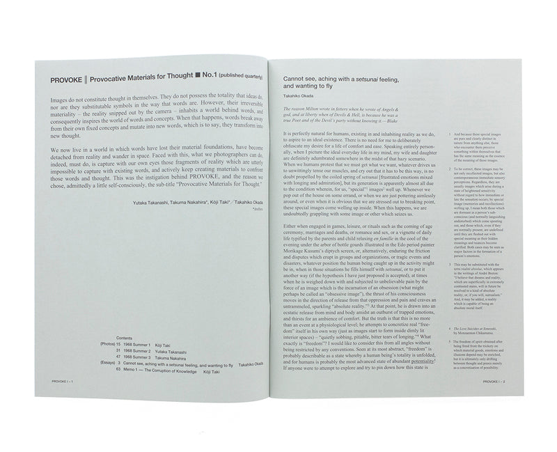 PROVOKE : Réimpression complète de 3 volumes — Koji Taki, Takuma Nakahira, Yutaka Takanashi, Takahiko Okada, Daido Moriyama